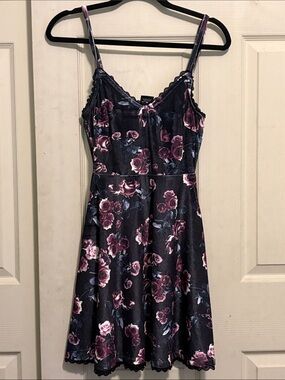 Floral Velvet Slip Dress in Black and Mauve